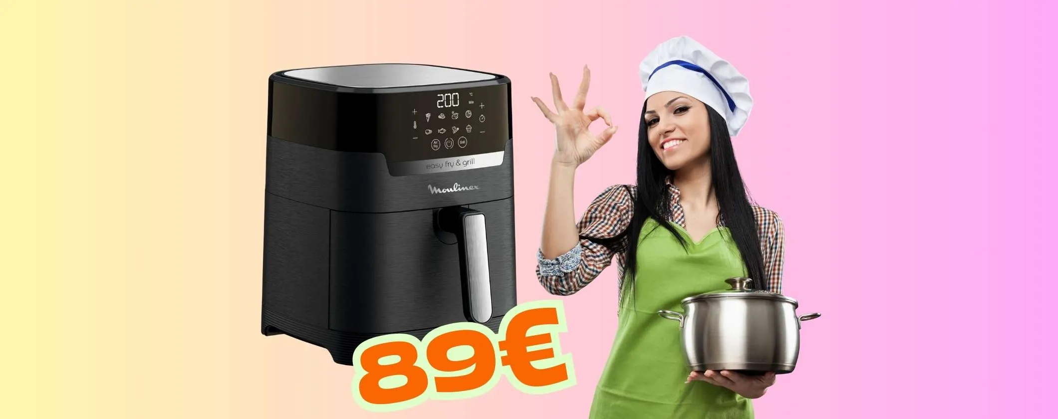 Friggitrice ad aria Moulinex da 4,6L con display touch e 8 programmi (-44%)