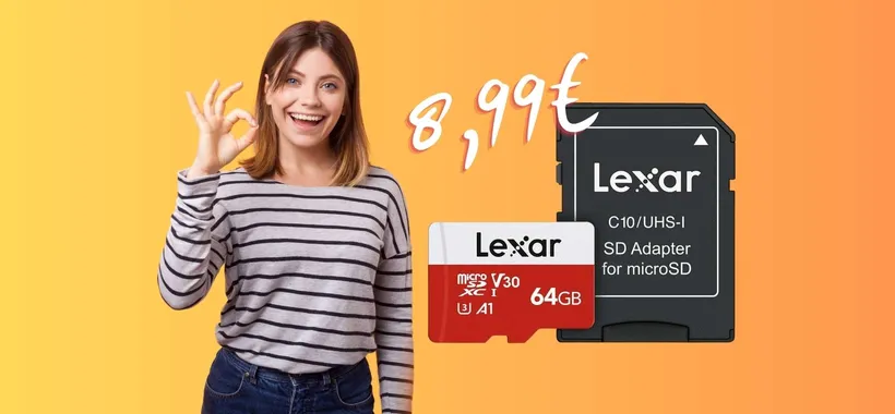 MicroSD Lexar da 64 GB con velocità eccezionale e classe A1 tua a soli 8,99€