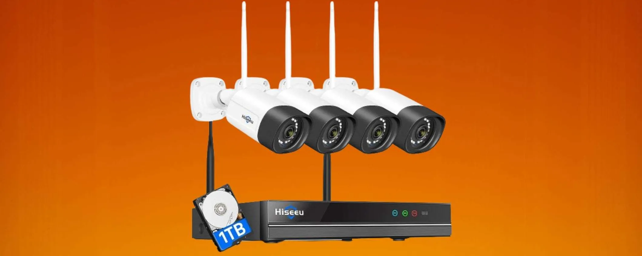 Kit per videosorveglianza in super offerta su Amazon: risparmi il 20%
