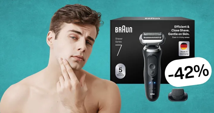 Braun Serie 7: rasoio elettrico professionale per una rasatura perfetta (-42%)