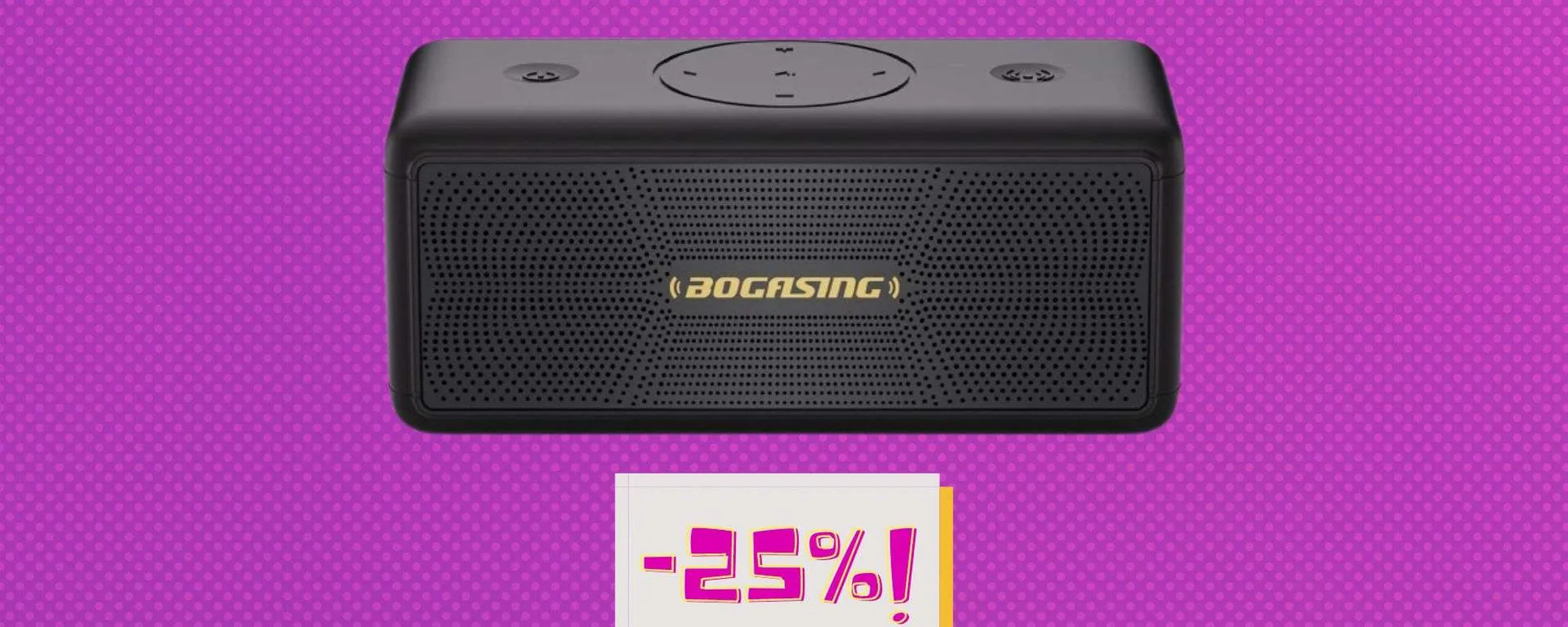Cassa Bluetooth, prezzo top su Amazon: stereo 360°, 30 ore di autonomia e IPX7