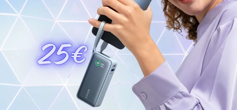 Nano Power Bank da 10000mAh con PD da 30W e cavo integrato (25€)