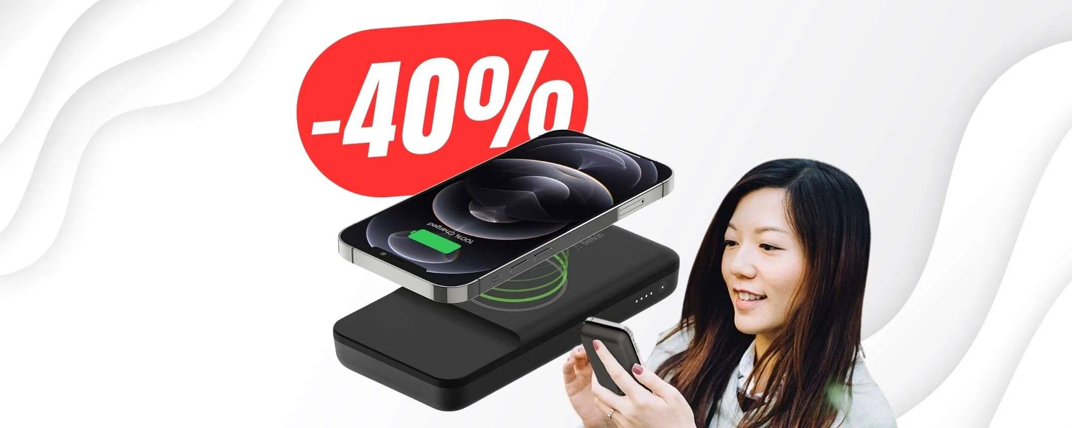 -40% di SCONTO per il POWER BANK wireless che si ancora dietro al tuo iPhone!
