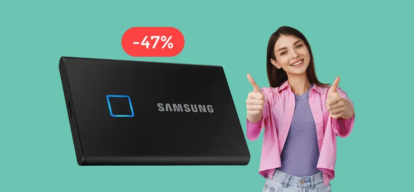 SSD esterno Samsung 1TB, con lettore di impronte, a quasi METÀ prezzo