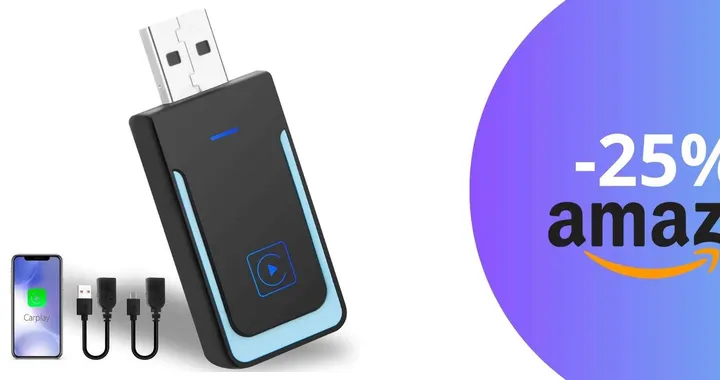 Un adattatore wireless 2 in 1 per CarPlay e Android Auto: tuo a 25,99